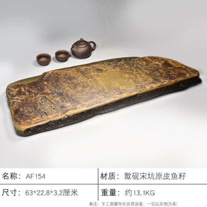 Handcrafted natural stone tea tray with traditional carvings for Gongfu tea ceremonies