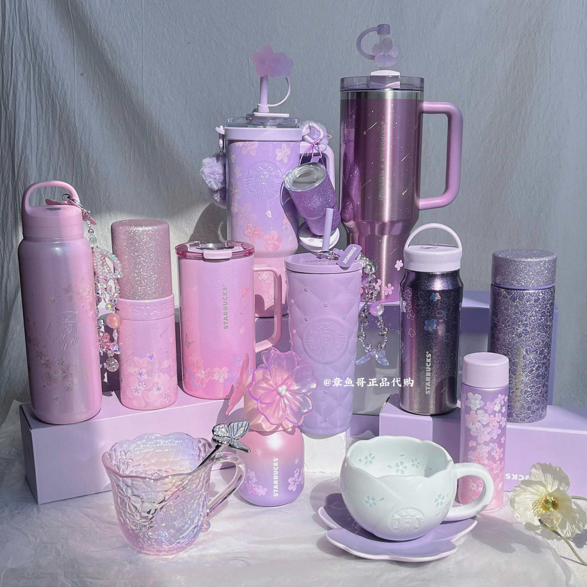 Starbucks cup from Purple Cherry Blossom Collection stainless steel drinkware with floral design