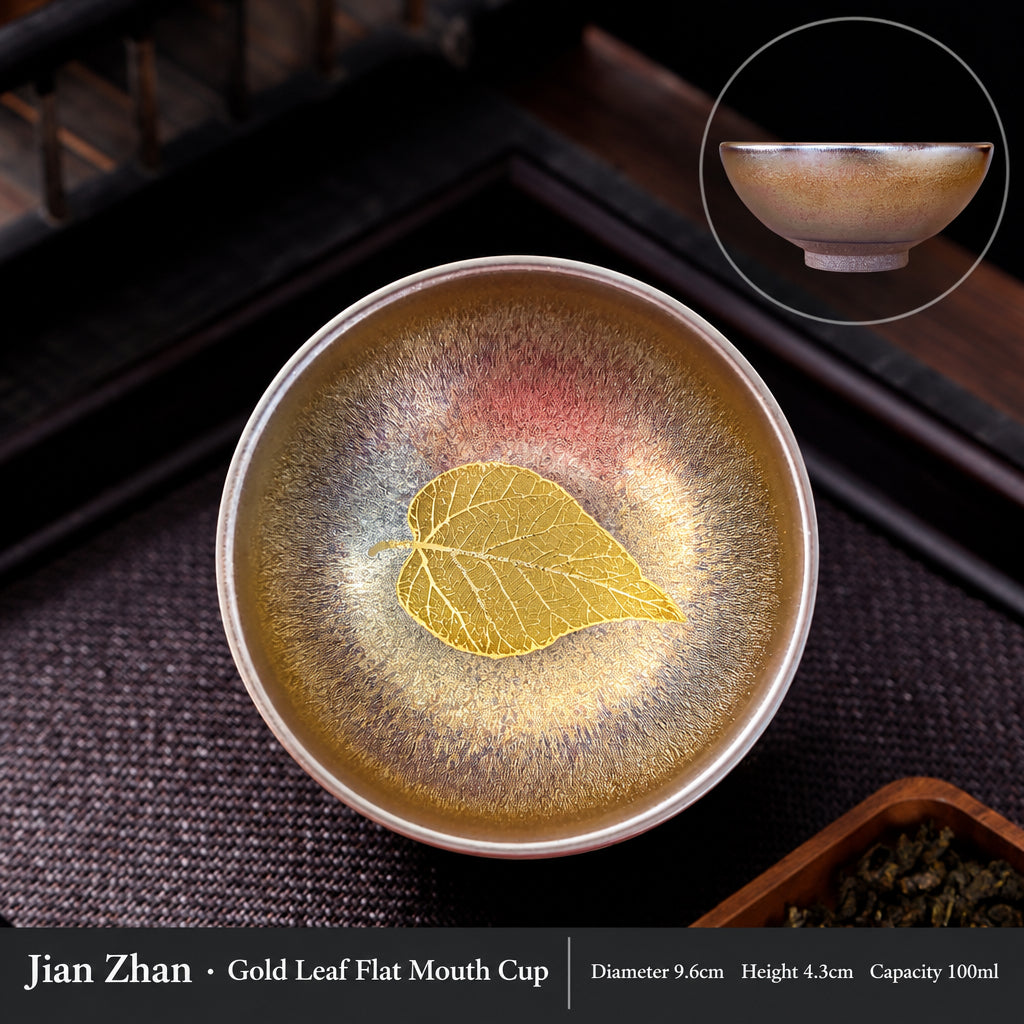 Chinese master cup in handmade ceramic with a gold leaf finish