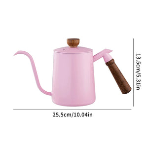Choxila Gooseneck Pour-Over Kettle | Soft Rose & Walnut Elegance 🪵