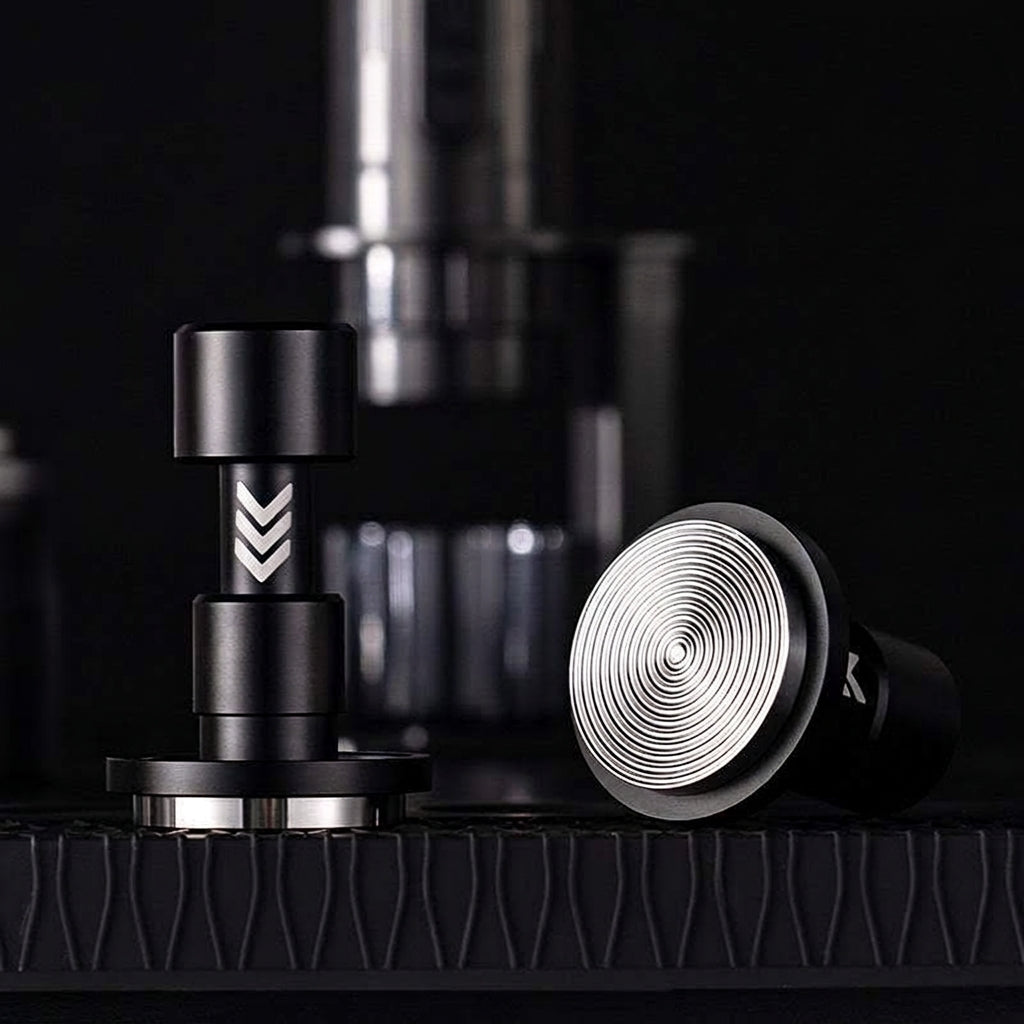 IKAPE spring impact espresso tamper handle with chevron direction guides