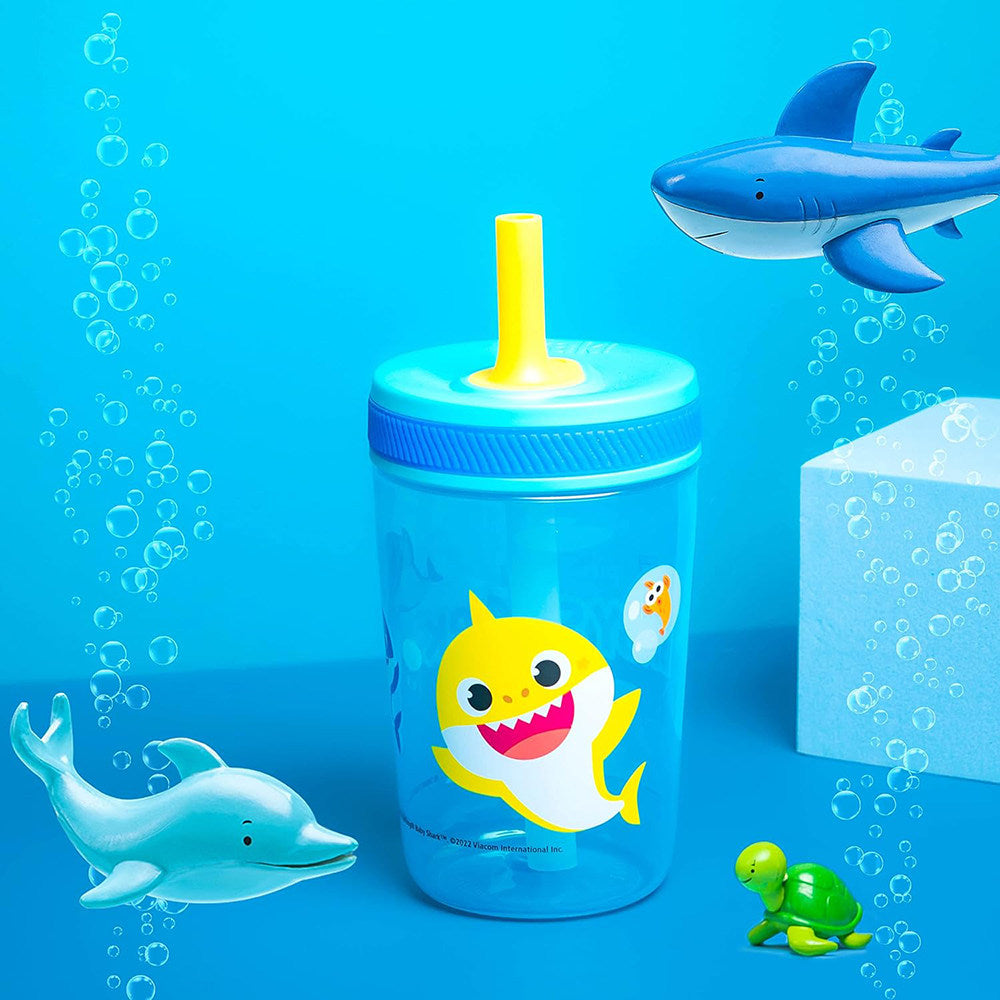 Kids straw cup with lid by Zak Designs, cartoon print design, product photo three