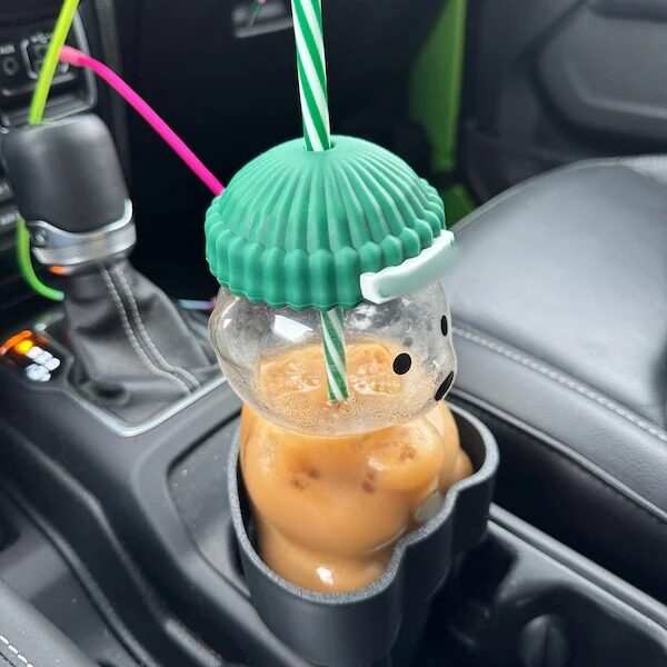 Starbucks bear cup holder, car bear cup holder, heart cup holder, bow teddy bear cup holder