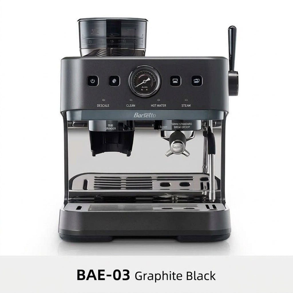 Brew head and portafilter area of the Barsetto espresso machine