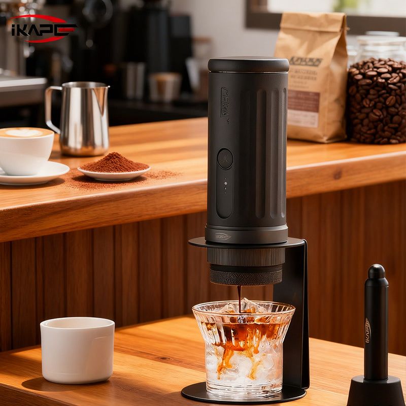 IKAPE smart wireless heating portable espresso maker with Bluetooth app control and bottomless 51mm extraction portafilter