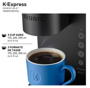 Cup sizes photo of the Keurig single serve coffee maker, 6, 8 and 10 oz brews