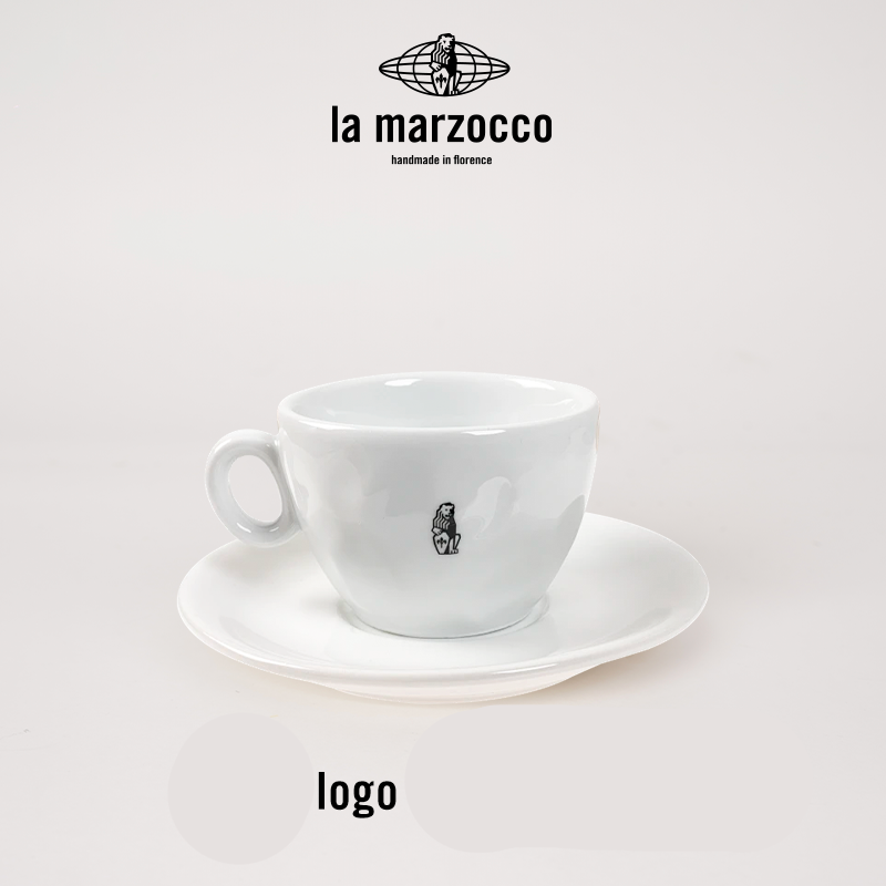 La Marzocco Heritage ceramic coffee cup and saucer set with elegant Italian design