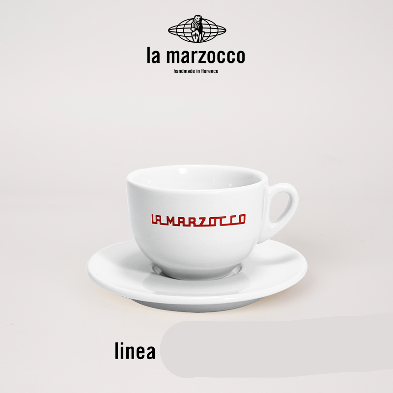 La Marzocco Heritage ceramic coffee cup and saucer with sleek Italian design