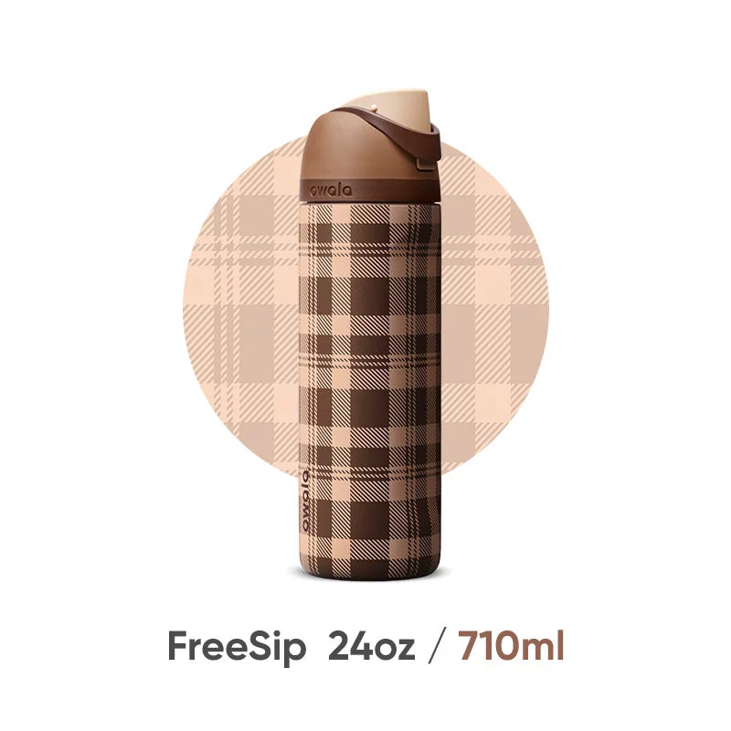Owala Mocha Brown plaid bottle capacity photo