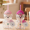 Starbucks Korea 2026 Bear Glass Cold Water Cup Pink Rose Red Green Glass Straw Cup 591ml