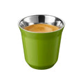 Nespresso Pixie espresso cups promotional banner showing four colour options