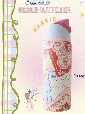 Owala co-branded UO new handkerchief Hankie printed insulated water bottle FreeSip double drink straw cup
