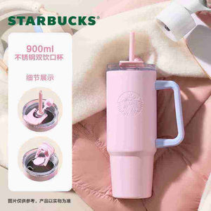 Starbucks pink summer collection cups with eco-friendly design and wide handles