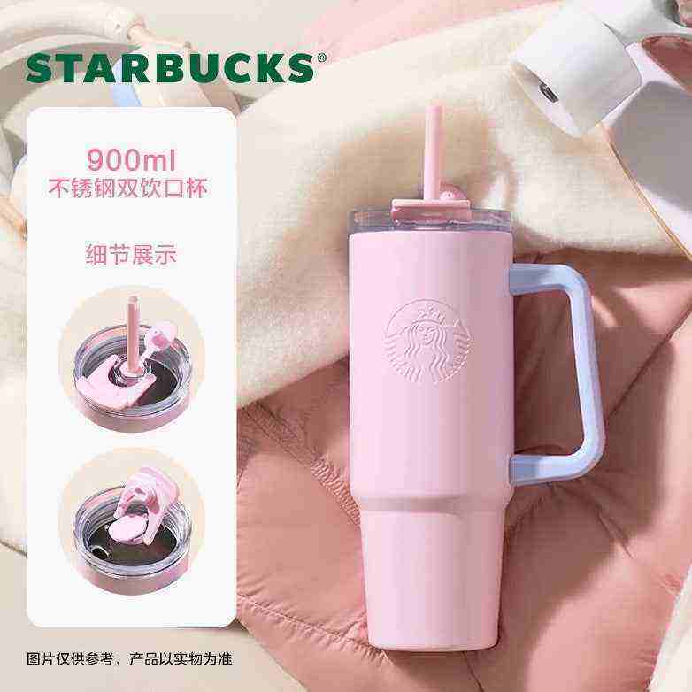 Starbucks pink summer collection cups with eco-friendly design and wide handles