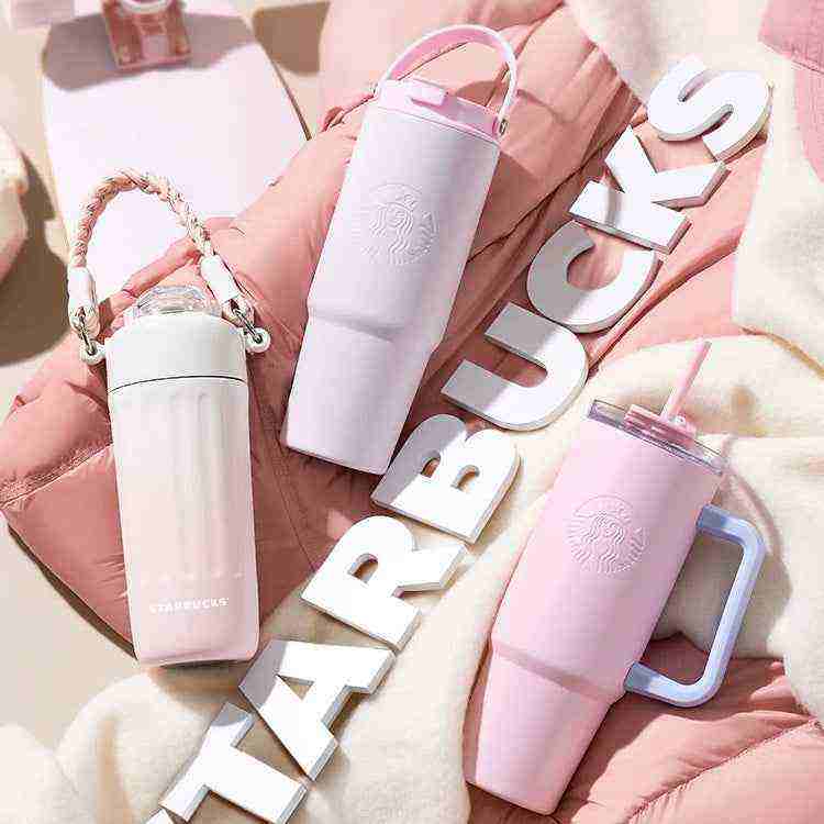 Starbucks pink summer collection cups with eco-friendly design and pastel tones