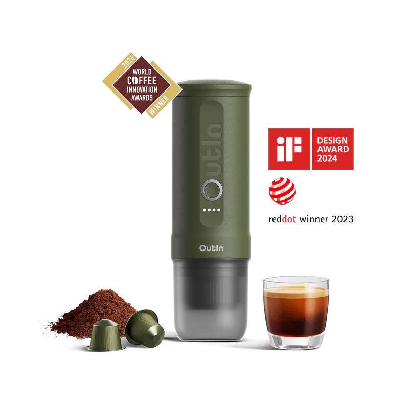 Outin Mino Nano portable espresso machine for outdoor camping, car, and home use