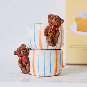 Hand-sculpted ceramic coffee cup from Yifang Coffee Cup Artisan Series with whimsical 3D details