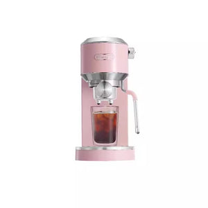 Delonghi EC890 stainless steel semi-automatic coffee machine brewing espresso and cold brew at home