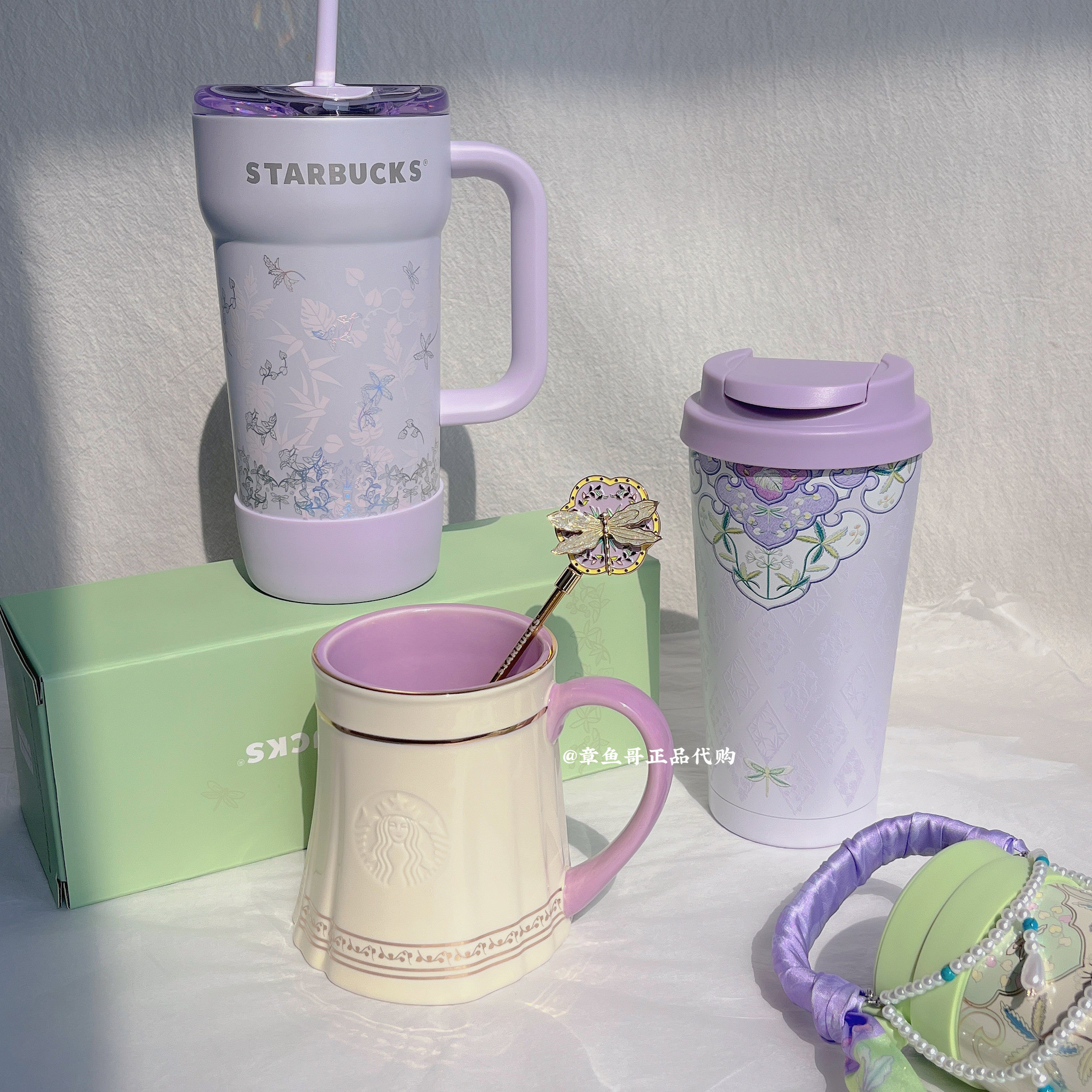 Starbucks cup spring sequence pattern straw thermos cup coffee large capacity car cup girls' gift tea cup