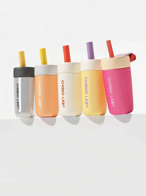 CHaKOLAB insulated tumbler, five colour options in a row showing white, orange, yellow, and pink
