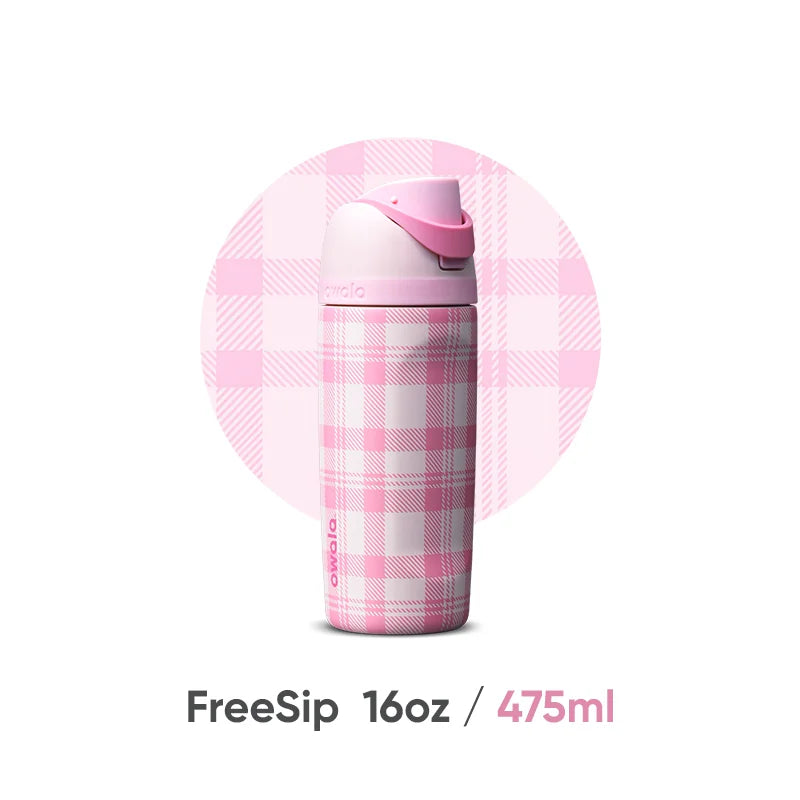 Owala Highland Pink plaid bottle 16 oz capacity photo