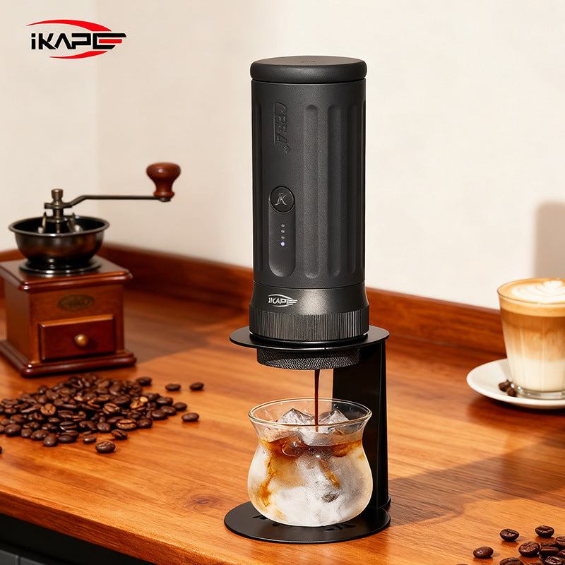IKAPE smart wireless heating portable espresso maker with Bluetooth app control and bottomless extraction portafilter