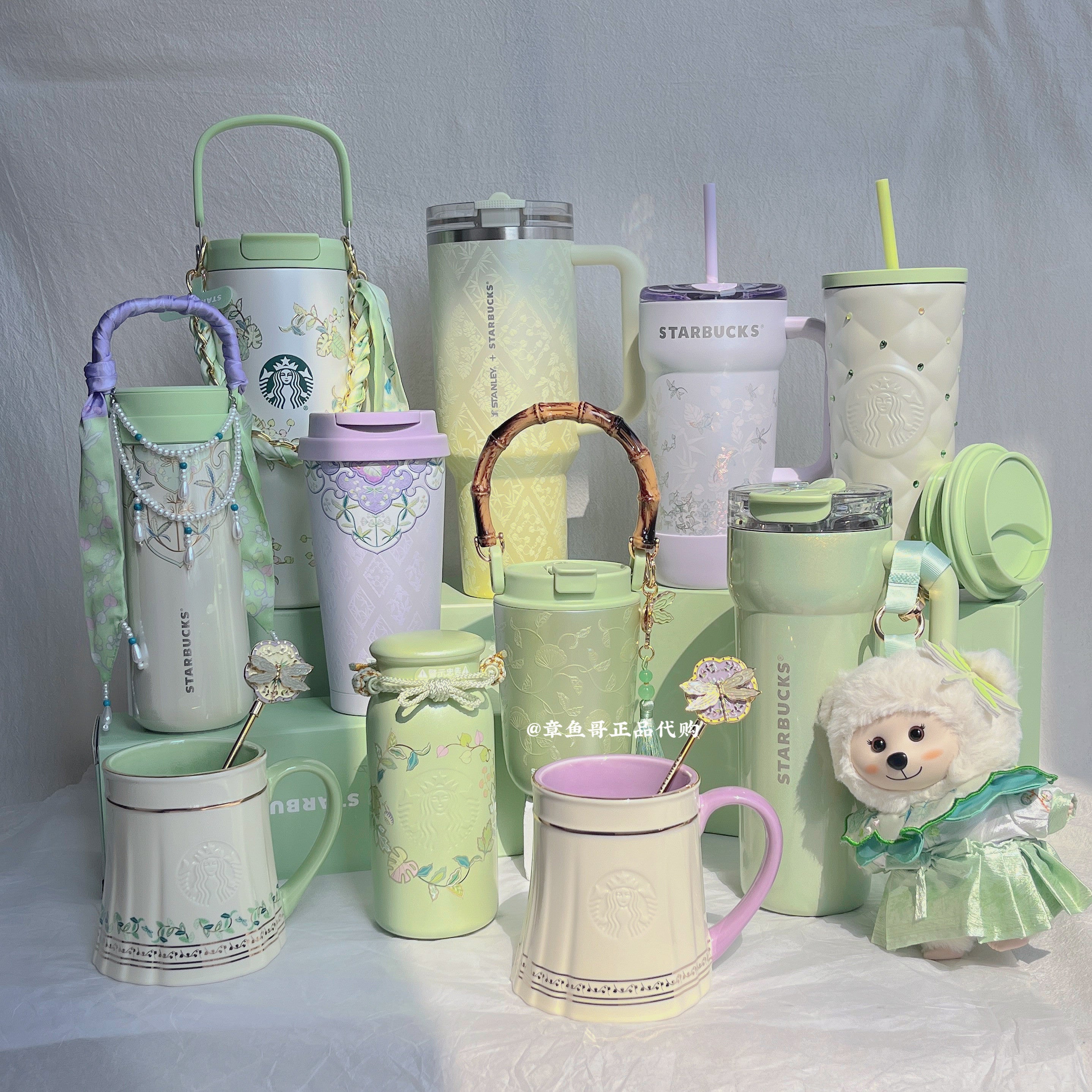 Starbucks cup large capacity spring pattern thermos with straw for coffee and tea gift