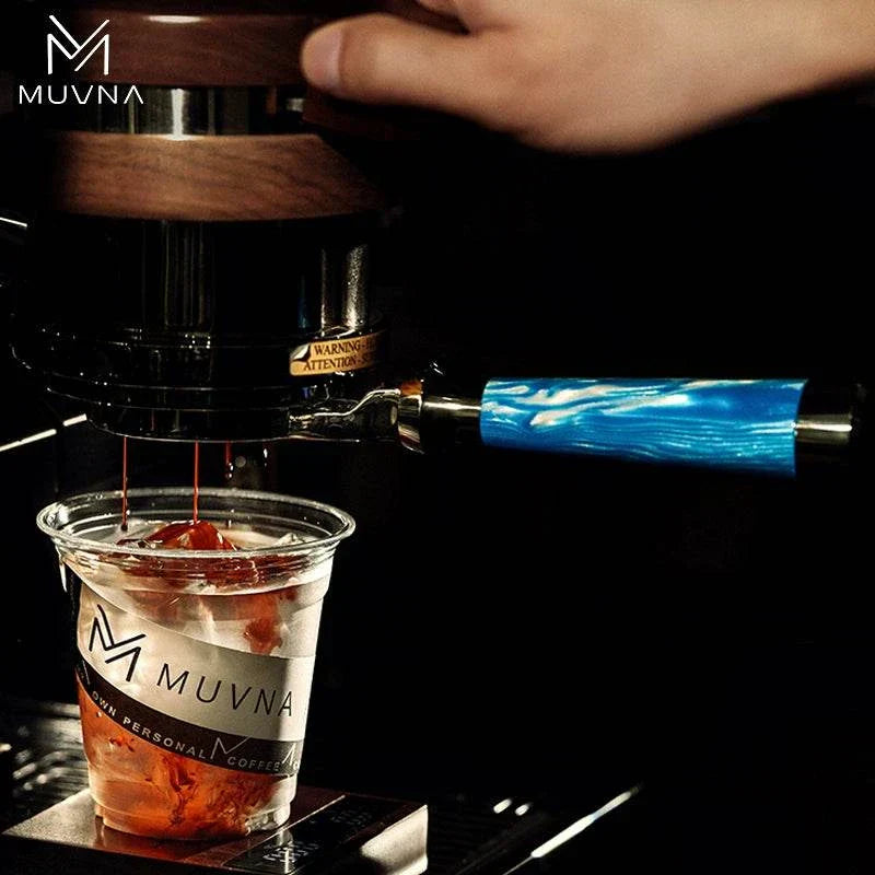 مكينة قهوة MUVNA E61 بمقبض أزرق بدون قاعدة مع تدفق متساوي وجودة عالية