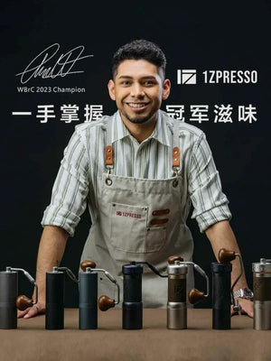 1zPresso K-Ultra premium manual coffee grinder with adjustable conical burrs and foldable handle