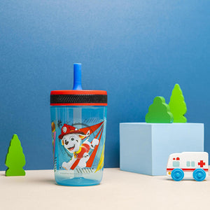 Zak Designs cartoon print kids cup with silicone straw, product photo four