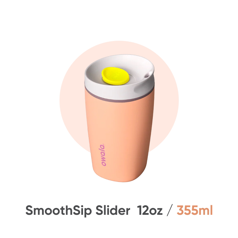 Owala Peachy Keen coffee mug with 12 oz capacity