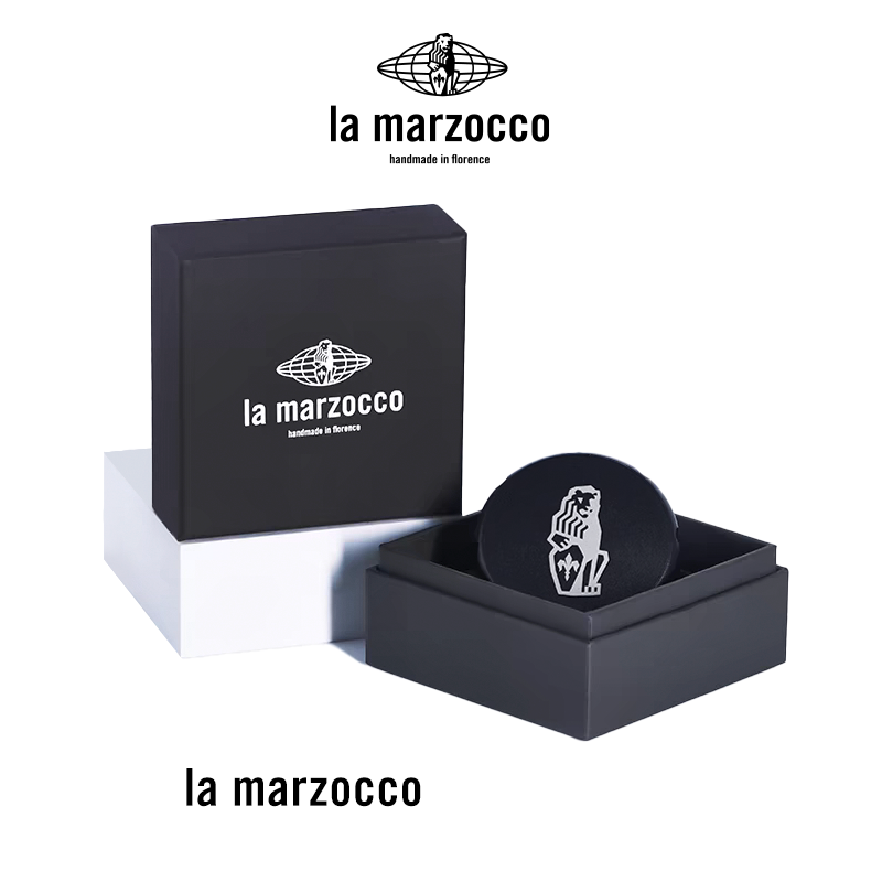 La Marzocco Precision Coffee Distributor professional espresso tool in matte black and brushed silver for even coffee grounds distribution
