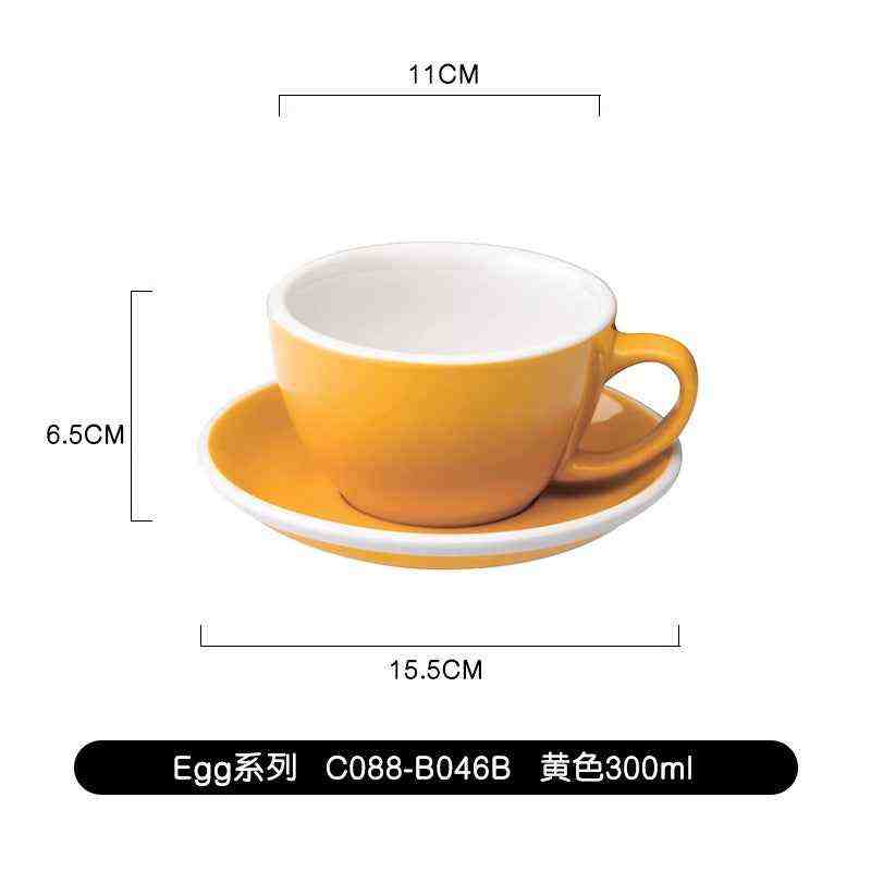 أكواب القهوة السيراميكية الملونة مع صحون متناسقة تصميم كلاسيكي سعة 300 مل