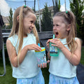 Zak Designs kids straw cup set of two with soft silicone straws and cartoon prints
