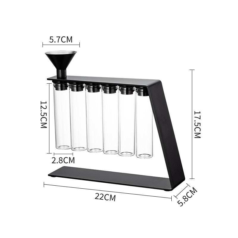 Magnetic coffee bean storage tubes with metal stand and funnel for fresh single-dose espresso beans