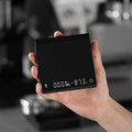 Mini Coffee Scale with Timer digital espresso scale on wooden surface next to coffee accessories