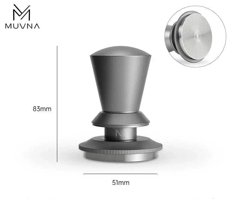 مطبقة ضغط قهوة MUVNA Espresso أفقية قابلة للتعديل بدقة مع قاعدة ستانلس ستيل وأبعاد 83x51 ملم