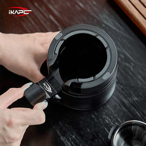 IKAPE Espresso Portafilter Holder universal tamping station in matte black with adjustable height and silicone protection