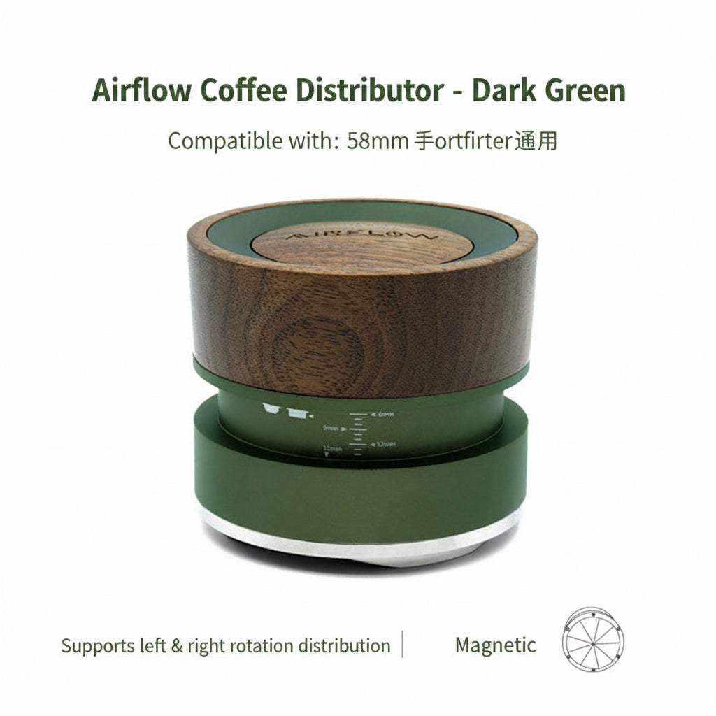 adjustable 58mm espresso coffee distributor with wood top for even coffee grounds