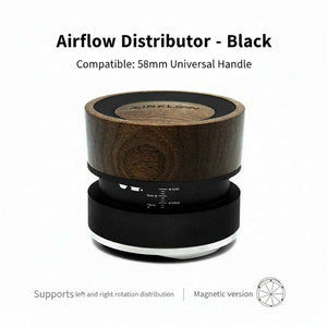 Adjustable 58mm espresso coffee distributor with walnut wood top