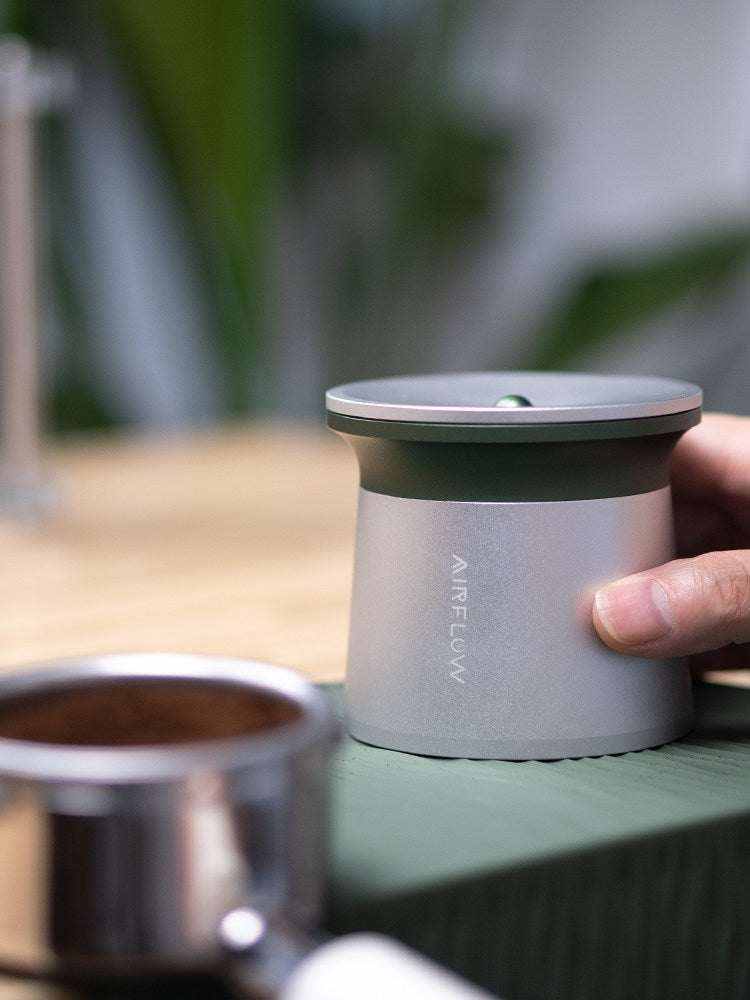 AIRFLOW 58mm universal magnetic espresso dosing funnel on portafilter