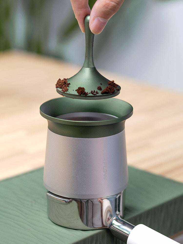 AIRFLOW 58mm universal magnetic espresso dosing funnel on portafilter