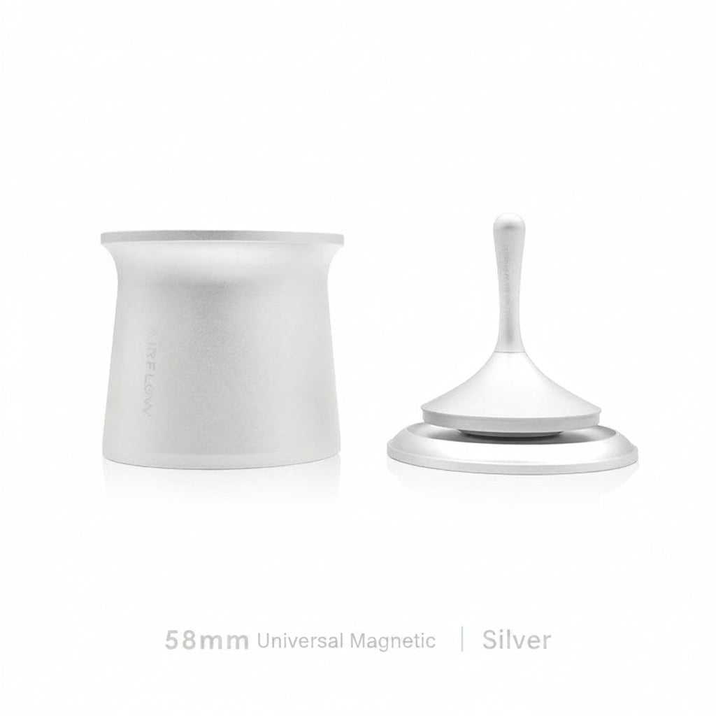 AIRFLOW 58mm universal magnetic espresso dosing funnel on portafilter
