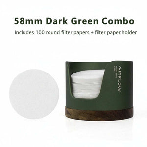 Airflow espresso filter paper holder with walnut wood base for coffee station