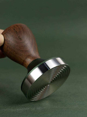 AIRFLOW 58.5mm espresso tamper with walnut wood handle