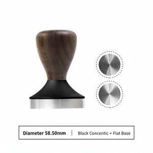 AIRFLOW espresso tamper with walnut wood handle and stainless steel base