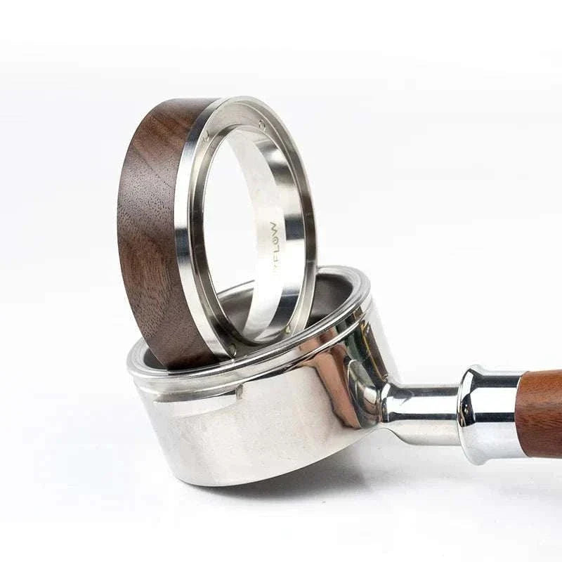 AIRFLOW walnut wood and steel magnetic espresso dosing ring