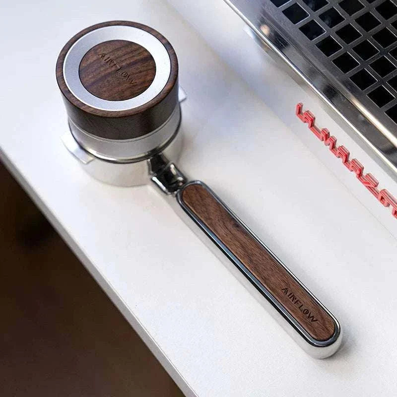 Stylish AIRFLOW wood handle 58mm bottomless portafilter for espresso machines