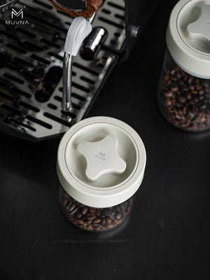 MUVNA airtight glass coffee bean storage jar with rotary seal lid