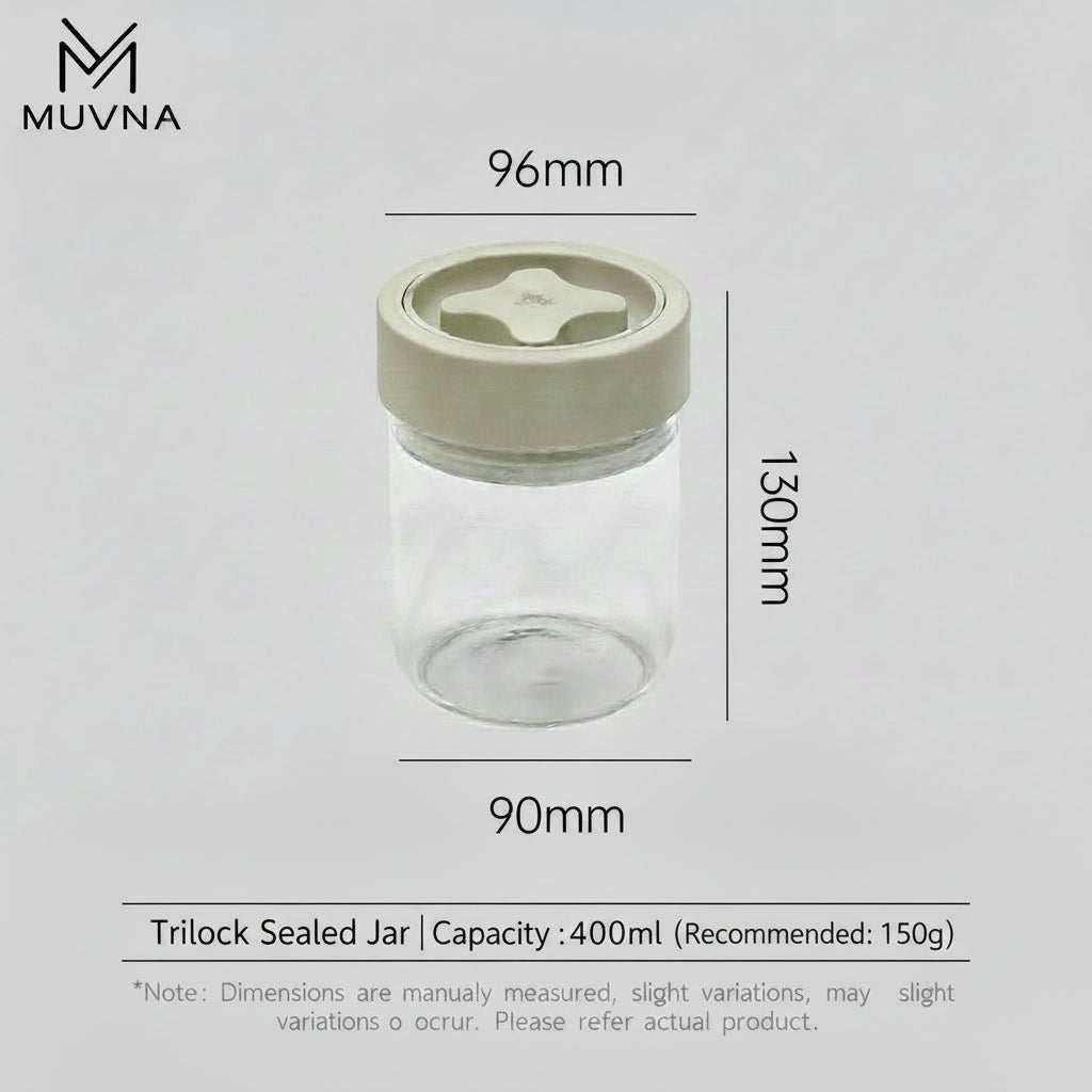 MUVNA airtight glass jar for coffee bean storage with twist-seal lid